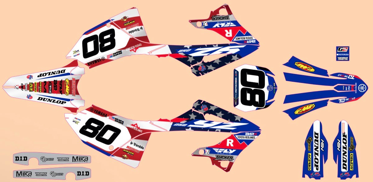 YAMAHA GRAPHICS KIT 22-26 YZ125 YZ250 BARX YAMAHA RACE TEAM 2025