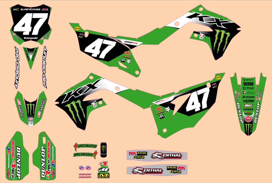 KAWASAKI GRAPHICS KIT 21-24 KX250 19-23 KX450 PRO CIRCUIT RACE