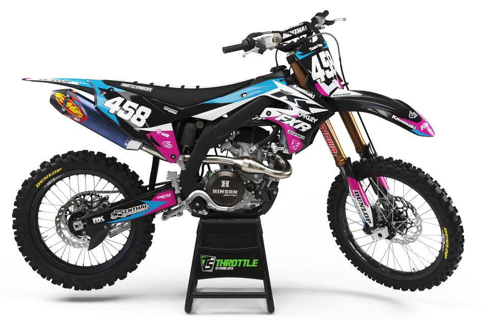 KAWASAKI GRIT GRAPHIC KIT - BLACK / BLUE / PINK – Throttle Syndicate