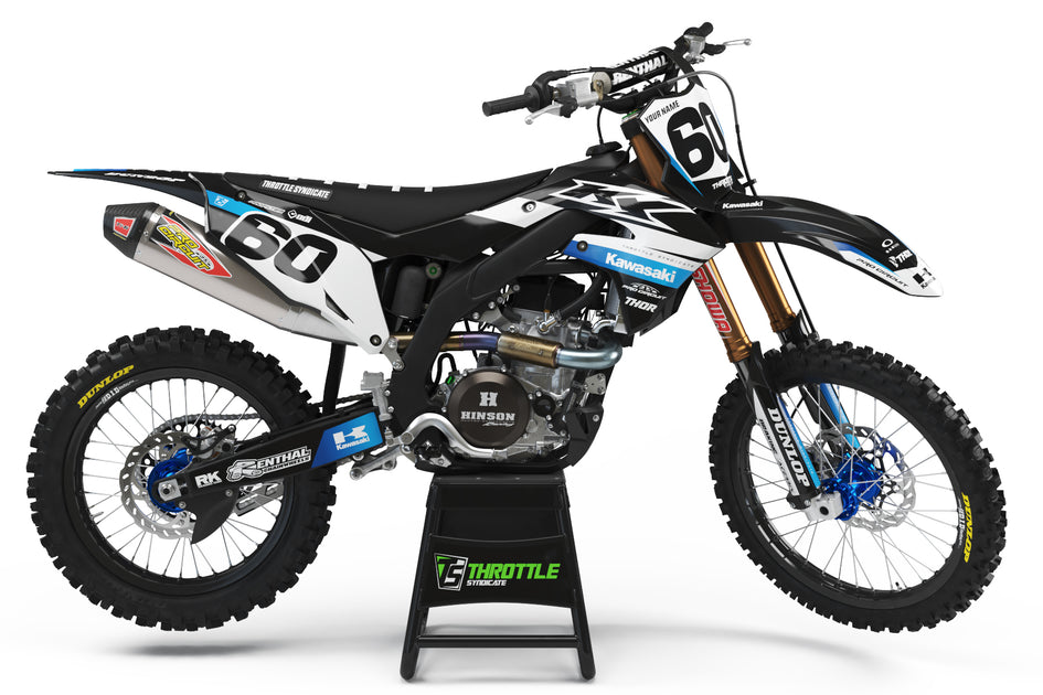 KAWASAKI LAUNCH GRAPHIC KIT - BLACK / BLUE – Throttle Syndicate