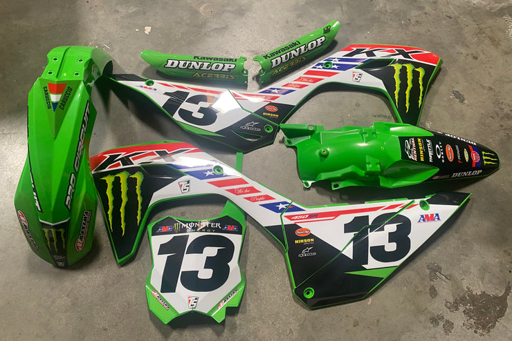 GRAPHICS AND PLASTIC KAWASAKI KX250 KX450 KX450SR KXF PRO CIRCUIT