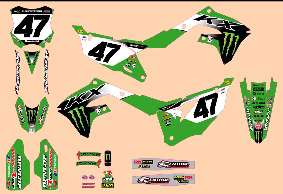 KAWASAKI GRAPHICS KIT 21-24 KX250 19-23 KX450 PRO CIRCUIT RACE