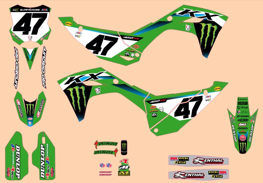 KAWASAKI GRAPHICS KIT 25-26 KX250 24-26 KX450 PRO CIRCUIT RACE