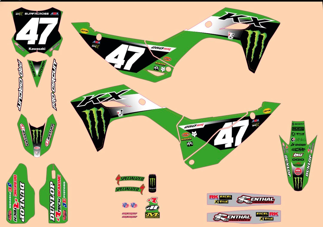 KAWASAKI GRAPHICS KIT 25-26 KX250 24-26 KX450 PRO CIRCUIT RACE