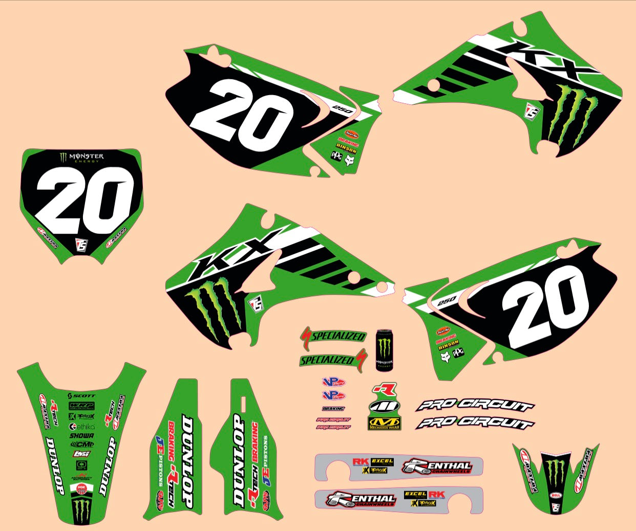 KAWASAKI 03-05 KX125 KX250 GRAPHICS PRO CIRCUIT RACE TEAM 2024