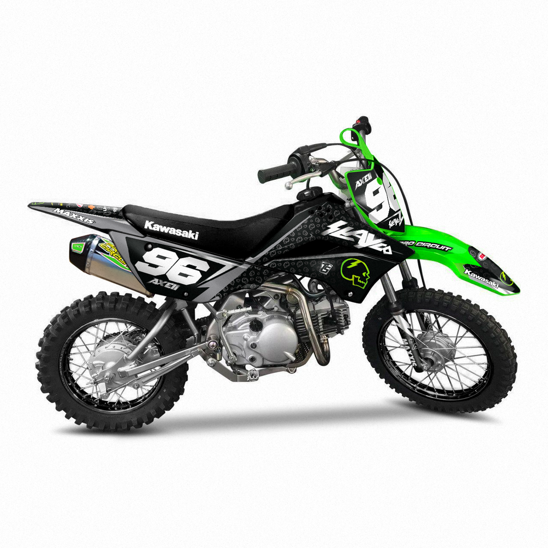 AXELL HODGES SLAYCO KLX 110 GRAPHIC KIT - BLACK / GRAY – Throttle AXELL HODGES SLAYCO KLX 110 GRAPHIC KIT - BLACK / GRAY – Throttle