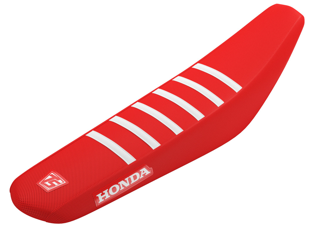 HONDA 3 PANEL FACTORY ISSUE SEAT COVER- RED/WHITE RIBS – Throttle