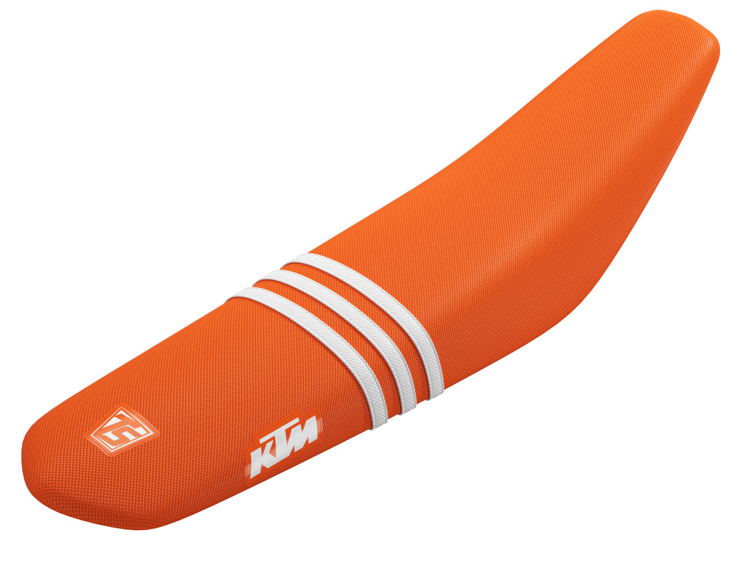 KTM 3 RIB FACTORY ISSUE SEAT COVER - ORANGE / WHITE