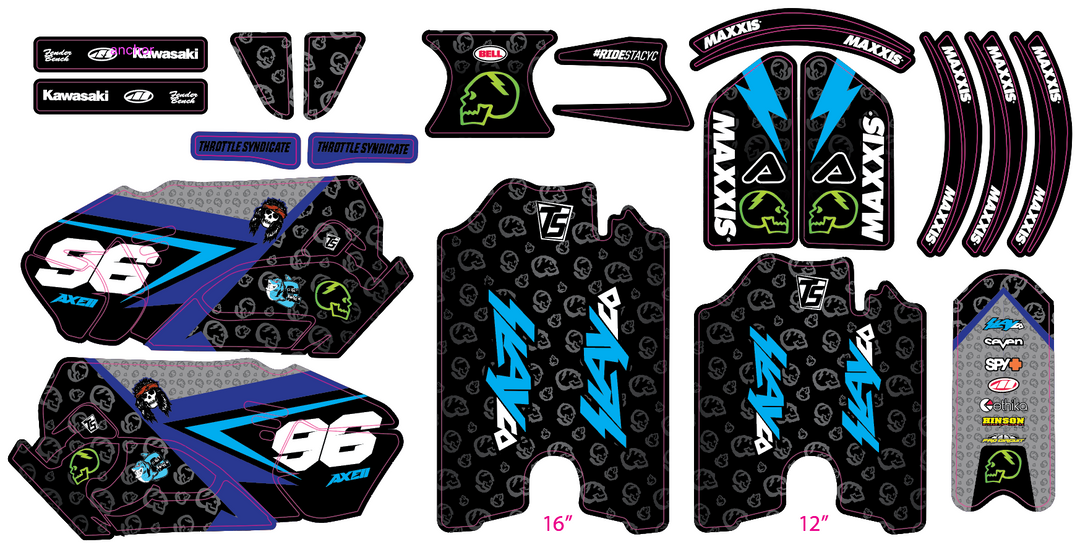 STACYC SLAYCO / AXELL HODGES CUSTOM GRAPHIC KIT - BLUE – Throttle