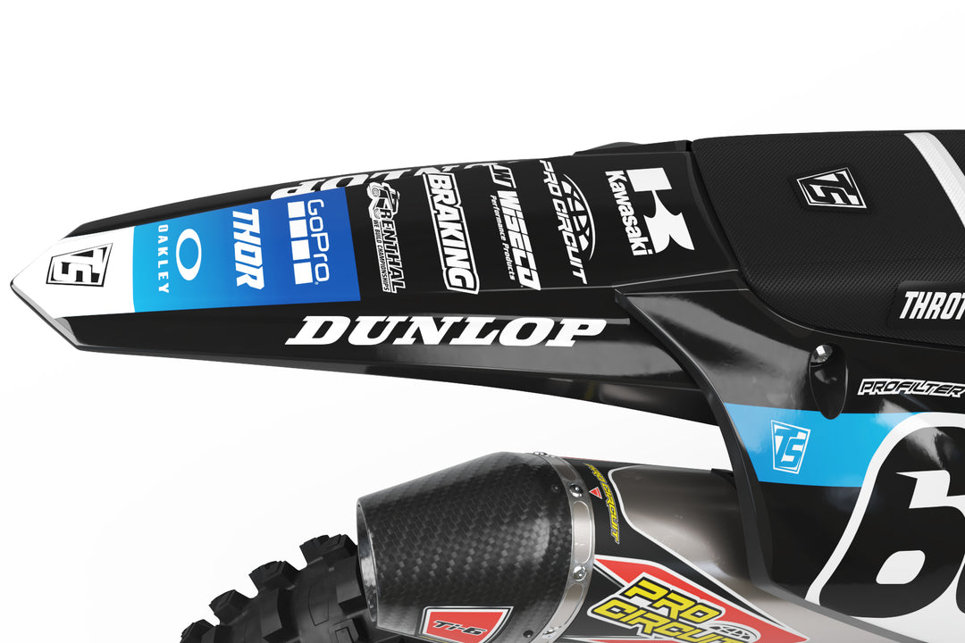 KAWASAKI LAUNCH GRAPHIC KIT - BLACK / BLUE – Throttle Syndicate